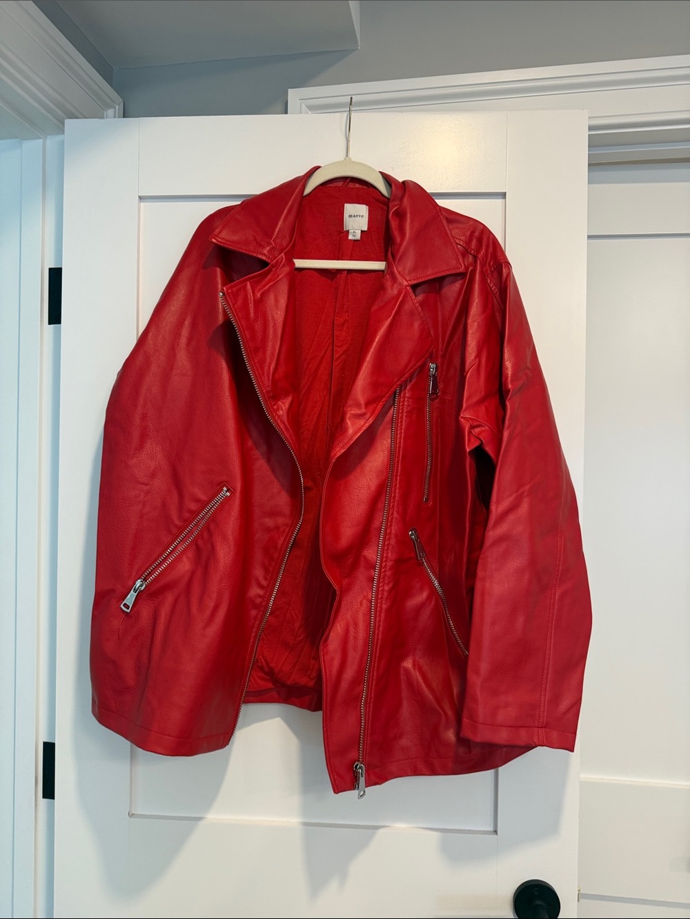 Maeve Oversized Faux-Leather Moto Jacket - Picture 4 of 7